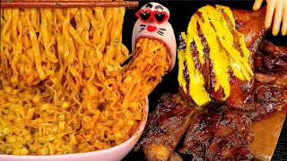 ASMR MUKBANG Carbo Spicy Chicken Noodles & Cheese Barbecue Chicken EATING SHOW (4K)