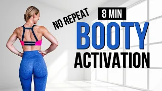 8 MIN GLUTE ACTIVATION WORKOUT | NO REPEAT | - do this booty circuit before your workout 🔥