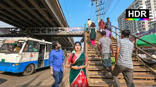 4K Walk Foot Over Bridge in Bangladeshi City, travel, Ambience, Walking tour HDR