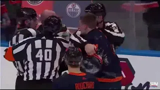 Massive fight breaks out between Zack Kassian and Klim Kostin in the dying seconds of a blowout win.