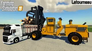 Farming Simulator 19 - LETOURNEAU LOG UNLOADER A Giant Machine Unloads A Logging Truck