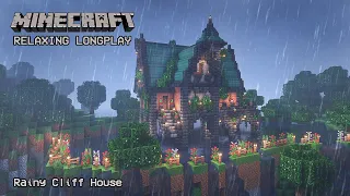 Minecraft Relaxing Longplay - Rainy Cliff - Cozy Cottage House (No Commentary) 1.19