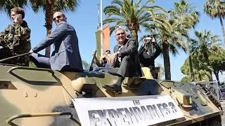 The Expendables 3 Cast Riding a Tank in Cannes