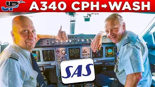 SAS Airbus A340-300 Cockpit Copenhagen🇩🇰 to Washington🇺🇸