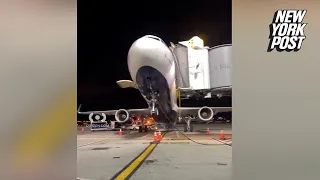 Wild video: JetBlue plane tipping backward at JFK Airport gate after ‘shift in weight and balance ‘