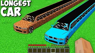 What if you BUILD SUPER LONG DIRT VS DIAMOND CAR in Minecraft ? Where do lead SUPER  LONGEST CAR ?