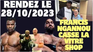 🌟#vidéoviral #youtubeshorts🌟🎉#francisngannou pulvérise la porte vitrée d'un magasin au #usa