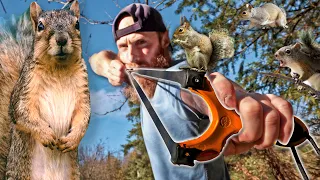 Hunting With a Slingshot *CONTAINS HUNTING FOOTAGE* -  Catch, Clean, Cook