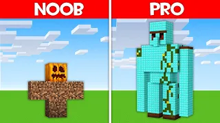 Minecraft Battle: GOLEM HOUSE BUILD CHALLENGE - NOOB vs PRO vs HACKER vs GOD in Minecraft!