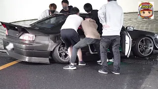 段差で亀った━━出れるか⁉️　VIPセダン、Stanceなど極上車が沢山！