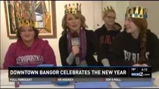 Katie Bavoso goes live at a New Year's Eve event in Downtown Bangor