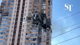 Kyiv apartment block hit by missile