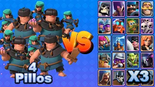 4 PILLOS vs TODAS LAS CARTAS X3 | Clash Royale