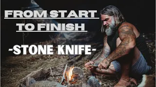 STONE KNIFE Start To Finish #bushcraft #survival #flintknapping #caveman #stonetools