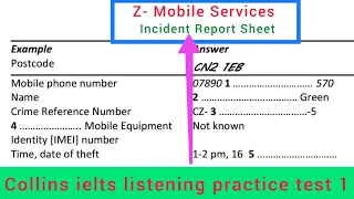 Z mobile services incident report sheet | Collins listening test 1