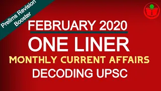 Top One Liner Monthly Current Affairs I February 2020 I UPSC Prelims Revision Booster I IAS ABHIYAN