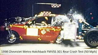 1995-2001 Chevrolet / Geo Metro Hatchback FMVSS 301 Rear Crash Test (50 Mph)