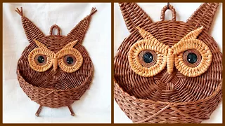 Owl-the housekeeper of newspaper tubes (paper vines). Detailed MK on the weaving!