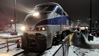 Metra F59PHI 83 west at National St. in Elgin, Illinois on January 23, 2024