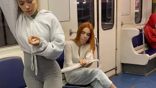 She's shocked by my size/She did it right in the subway🥵она сделала это в метро @Babycoma13