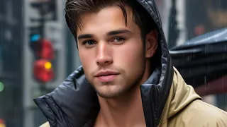 Robbie in the Rain, Manhattan, New York City 4K AI Lookbook #ailookbook #aimen #aihandsome