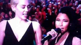 Miley Cyrus and Nicki Minaj presenting Madonna Grammy Awards 2015