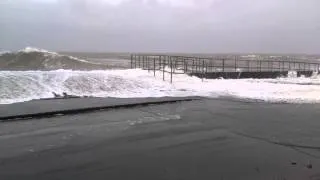 Storm surge floods Maryport promenade Cumbria 2014