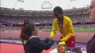 10000m Victory Ceremony - Tirunesh Dibaba (ETH) Receives Gold Medal - London 2012 Olympics