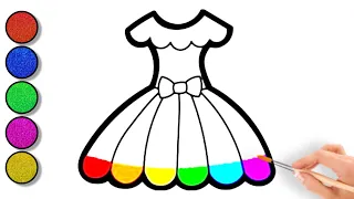 Rainbow Dress Drawing, Painting and colouring for Kids and toddlers| Dress Drawing