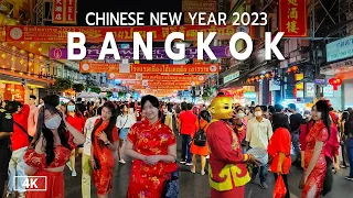 Chinese New Year 2023 at Yaowarat Road Bangkok Chinatown Walking Tour [4K]