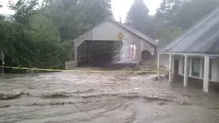 Flooding from Irene damaging the quechee bridge