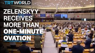 Zelenskyy receives standing ovation at EU parliament special session