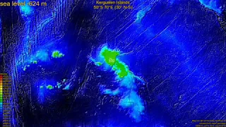 Kerguelen Islands, sea level change 0 - -4000 m