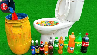 Experiment !! Big Bottle of Coca Cola, Fanta, Sprite, Pepsi, Soda vs Football and Mentos in toilet