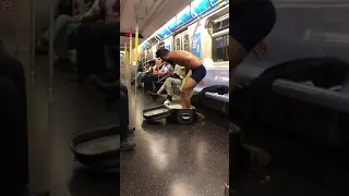 Man take Shower on the NYC Train