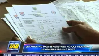 Listahan ng mga benepisyaryo ng CCT program, handang ilabas ng DSWD