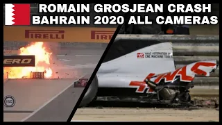 Romain Grosjean Crash Bahrain 2020 All Cameras