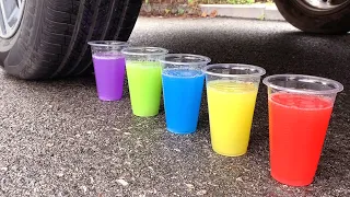 Crushing Crunchy & Soft Things by Car! EXPERIMENT : CAR vs Color Glass Water