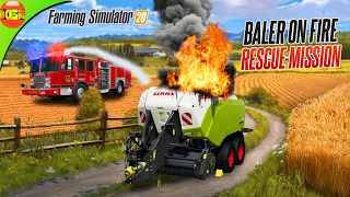 Baler Caught on Fire While Baling Straw! Rescue Mission For Baler! 15 Million Money Challenge!