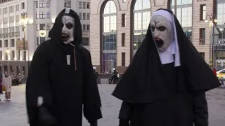 Until She realized what's behind Her. Double Nun Prank!