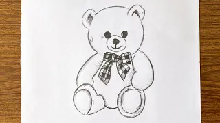 How to draw a cute teddy bear step by step easy // How to draw a bear step by step video