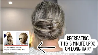 3 MINUTE EASY UPDO HACK FOR SHORT, MEDIUM, AND LONG HAIR!