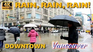🇨🇦[4K]  WALK CANADA. ⛈️⛈️⛈️  RAIN WALK in DOWNTOWN. Heavy rain in Vancouver!!! December  2021