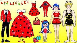 Vestir Muñecas De Papel | LadyBug & CatNoir Family Costume Dress Up For Christmas | Woa Doll Spanish