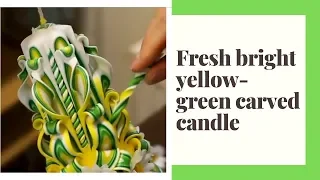 Fresh bright yellow-green carved candle - DIY project