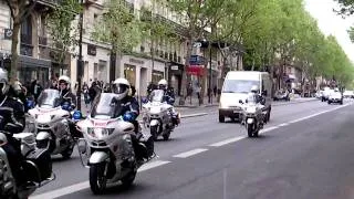 BMW Police Motorcycle Motorcade Escorting a Van.