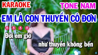 Em Là Con Thuyền Cô Đơn Karaoke Tone Nam Nhạc Sống | Karaoke Công Trình