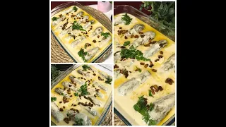 Zucchini stuffed with minced meat and cooked with yogurt/الكوسا باللبن