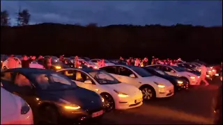 Tesla Lichtshow in Hamm 2023 beim 2befair elektrische Community Treff