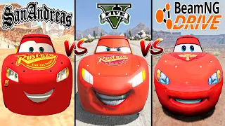 GTA San Andreas Lightning McQueen VS GTA 5 Lightning McQueen VS BeamNG McQueen - WHERE IS BEST ?